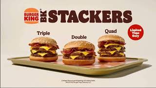 Burger King Stackers ad but everytime they say burger cheese it gets slower
