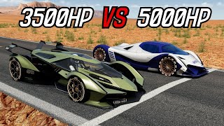 5000HP DEVEL SIXTEEN VS 3500HP LAMBORGHINI VISION GT DRAG RACE
