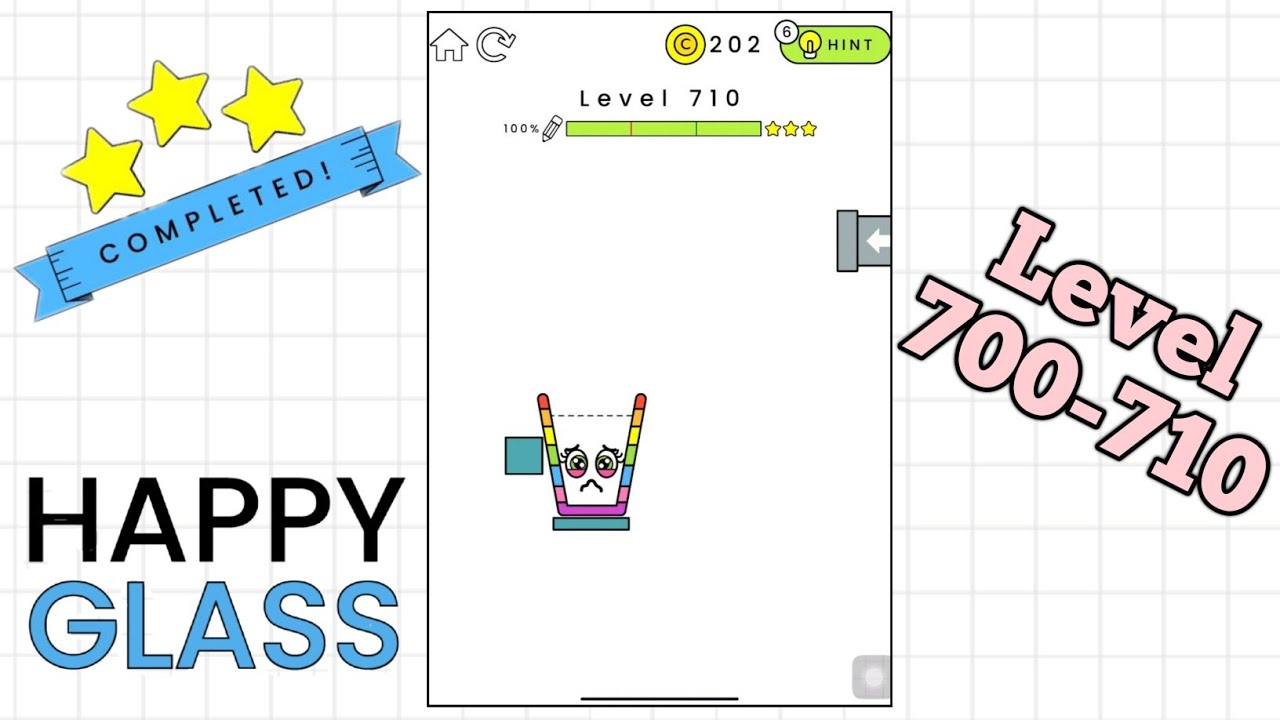 Happy Glass Gameplay | Level 700-710 | 3 Stars⭐ Solution | Handsome Gaming