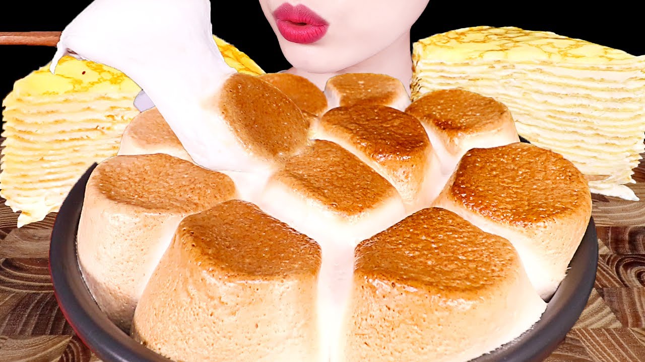 ASMR MUKBANG｜NUTELLA CHOCOLATE S'MORES DIP, CREPE CAKE 누텔라 초콜릿 스모어딥, 크레이프 케이크 EATING SOUNDS 먹방