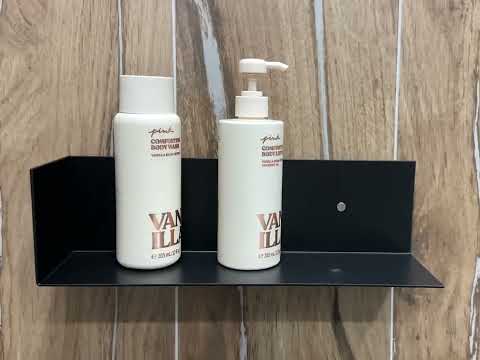 Полиця, алюмінієва, універсальна, вертикально-горизонтальна, для ванни чи душу, чорна, видео 1