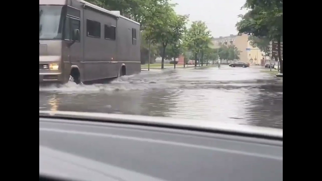 July 28, 2024 - Ventspils, Latvia - Severe flooding disrupts daily life.
