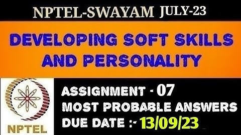 NPTEL | Developing Soft Skills & Personality | Assignment - 7 | Most Probable Answers