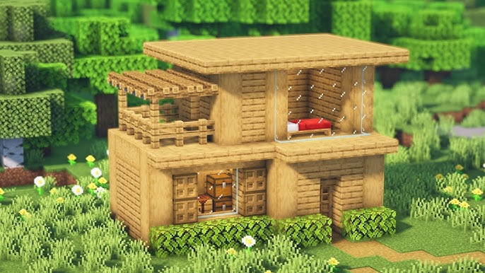 Uma inspiração de casa com a nova madeira de cerejeira #minecraftatual