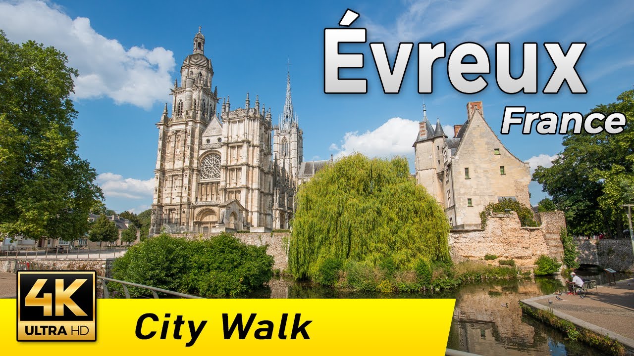 Évreux, France - A Pleasant town and its renovated squares | Walking Tour 4k