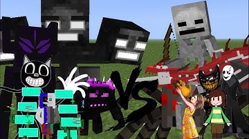 WITHERZILLA vs SCP-053, ERROR404SANS vs CHARA and GASTER and more! MCPE Mob Battles!