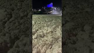 Street Invasion by Sea Foam After a Rough Tide