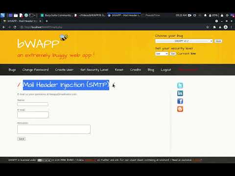 bWAPP Mail Header Injection SMTP