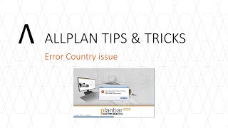 Allplan Tip 005 - Error Country Issue