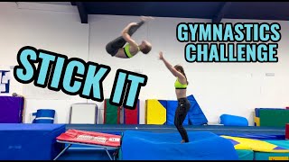 Trampoline Stick It Gymnastics Challenge!