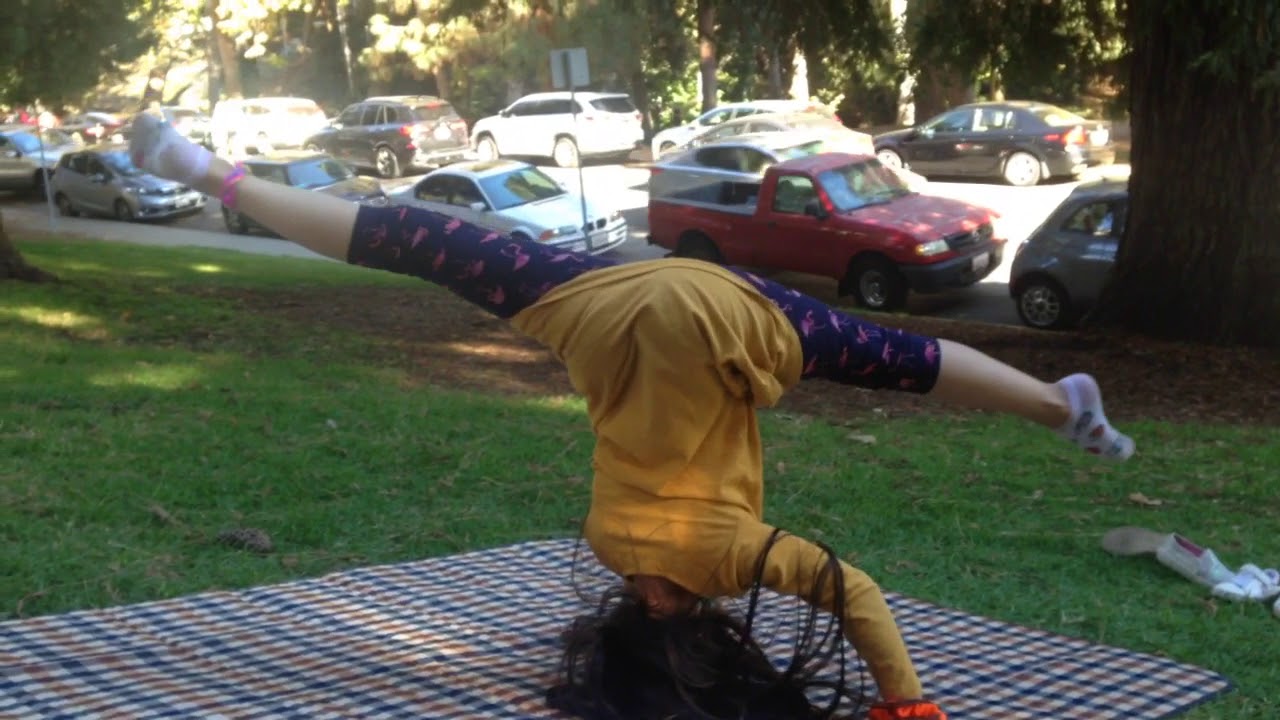 Her latest head stand stunts lol! - YouTube