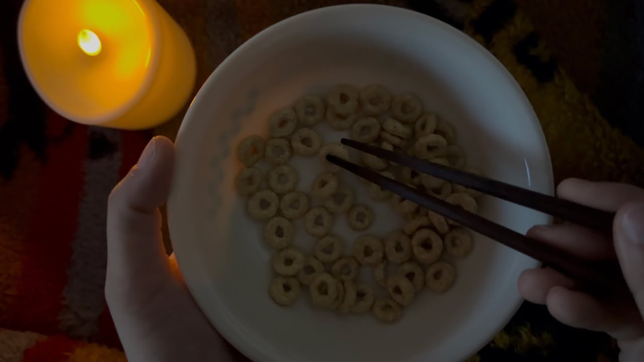 asmr eating cheerios with chopsticks *no talking*