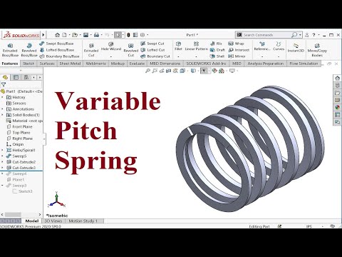 Solidworks advanced tutorials | Model a variable pitch spring