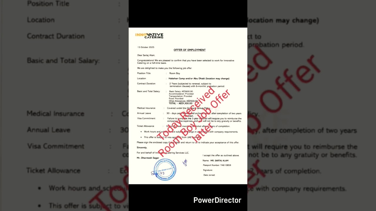 Congratulations Dubai  🎉 | Room Boy Offer Letter Received from Skylink Overseas 🌍 | Dubai Job 2025