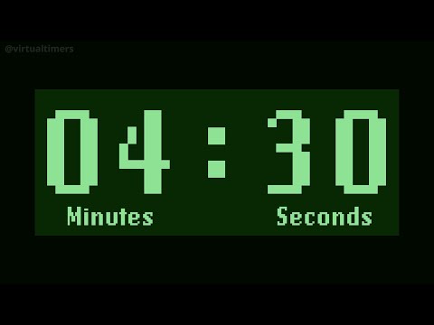 Retro LCD - Green - 4 Minutes and 30 Seconds Countdown Timer with Alarm and Time Markers / Chapters