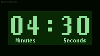 Retro LCD - Green - 4 Minutes and 30 Seconds Countdown Timer with Alarm and Time Markers / Chapters