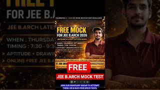 FREE JEE B.Arch & NATA-2026 Mock Test 🤩 | Latest Pattern Based Mock | #jeebarch #nata #mocktest