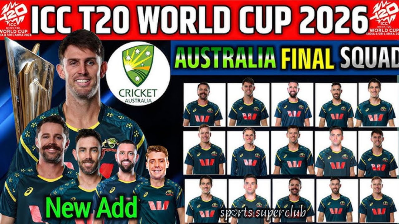 ICC T20 World Cup 2026| Team Australia Final Squad |Australia Team Squad For T20 World Cup 2026