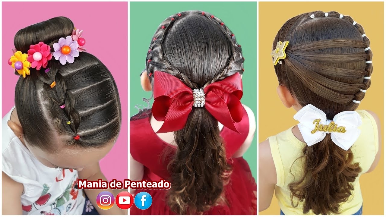 3 Penteados Lindos e Fáceis de Fazer | 3 Quick & Easy Hairstyles with  elastics and Braids for Girls - thptnganamst.edu.vn