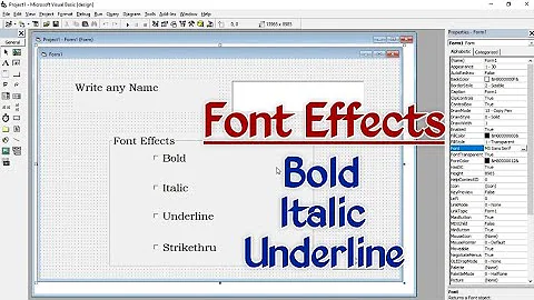 Microsoft Visual Basic 6.0 -  Program for using Bold, Italic, Underline, Strikethru effects on Text