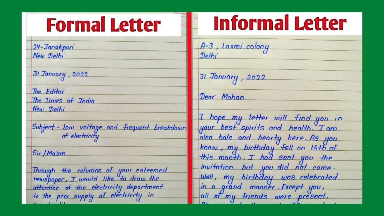 difference of formal letter and application letter