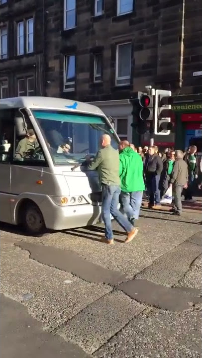 Hibs fans attacking a Rangers bus today| Hibs - Rangers  01.11.2015|