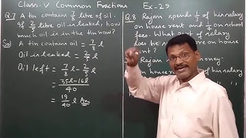 Class 5 Learning Mathematics common fraction Ex-29 by Manoj Prasad Karn.