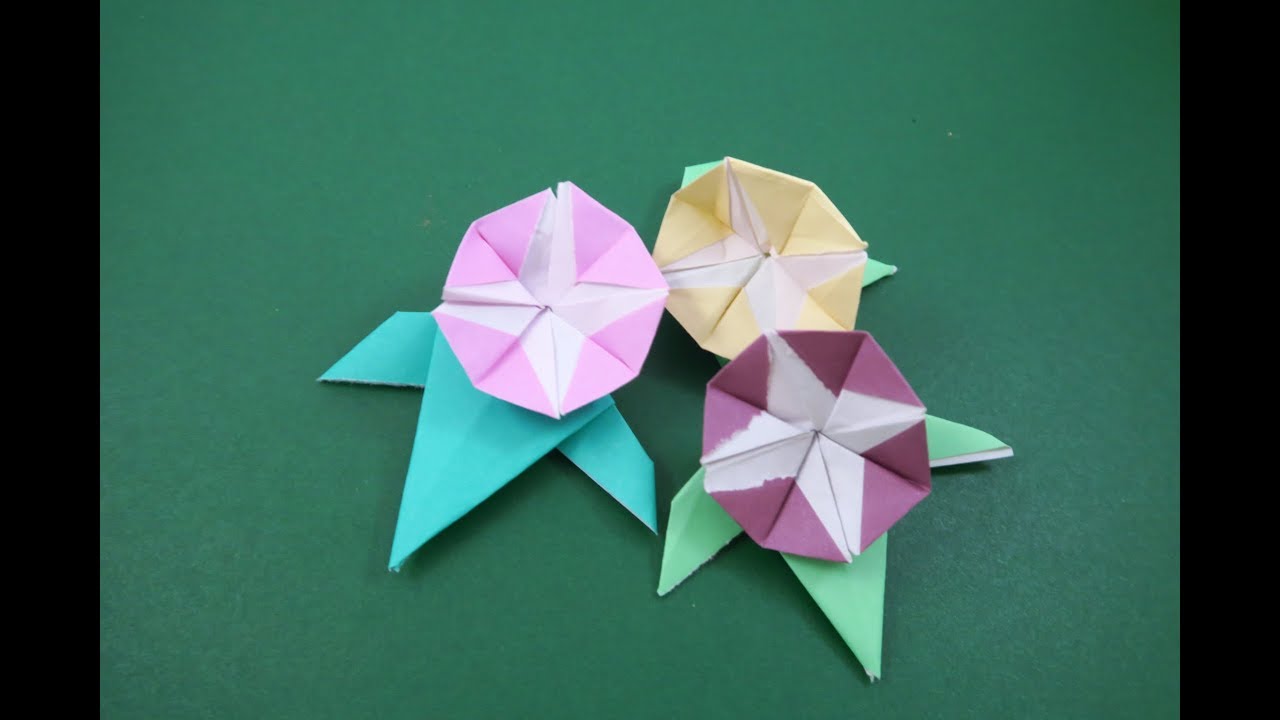 Origami Morning Glory 牽牛花摺紙 Youtube