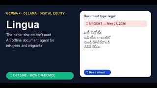 Lingua: Offline Document AI for Refugees — Gemma 4 Good Hackathon