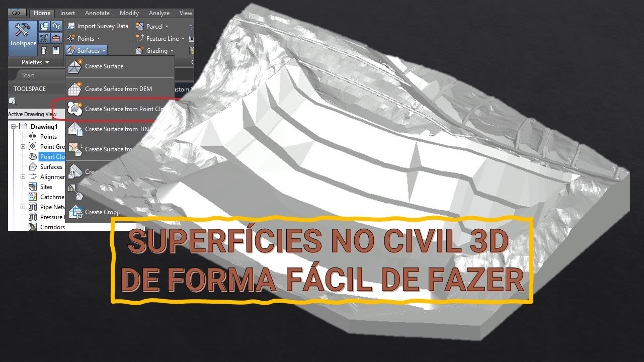 Superfícies no civil 3d de forma fácil de fazer - YouTube