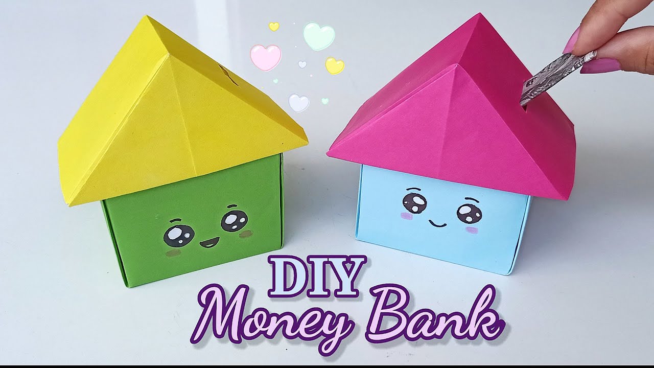 DIY MINI PAPER COIN BANK / Paper House Bank / Easy kids craft ideas