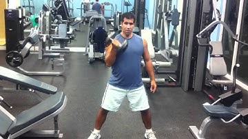 One arm DB: Squat-Curl-Press Set