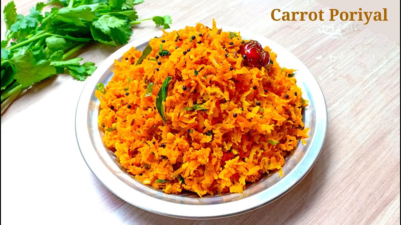 Carrot poriyal recipe Shredded carrot poriyal recipe in 5 minutes