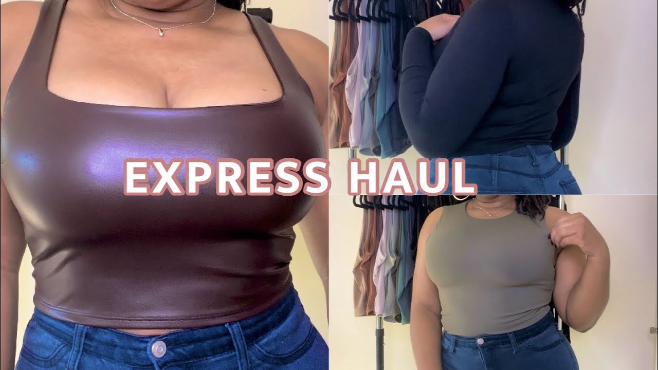 Express Body Contour High Compression Square Neck Crop Top Women's