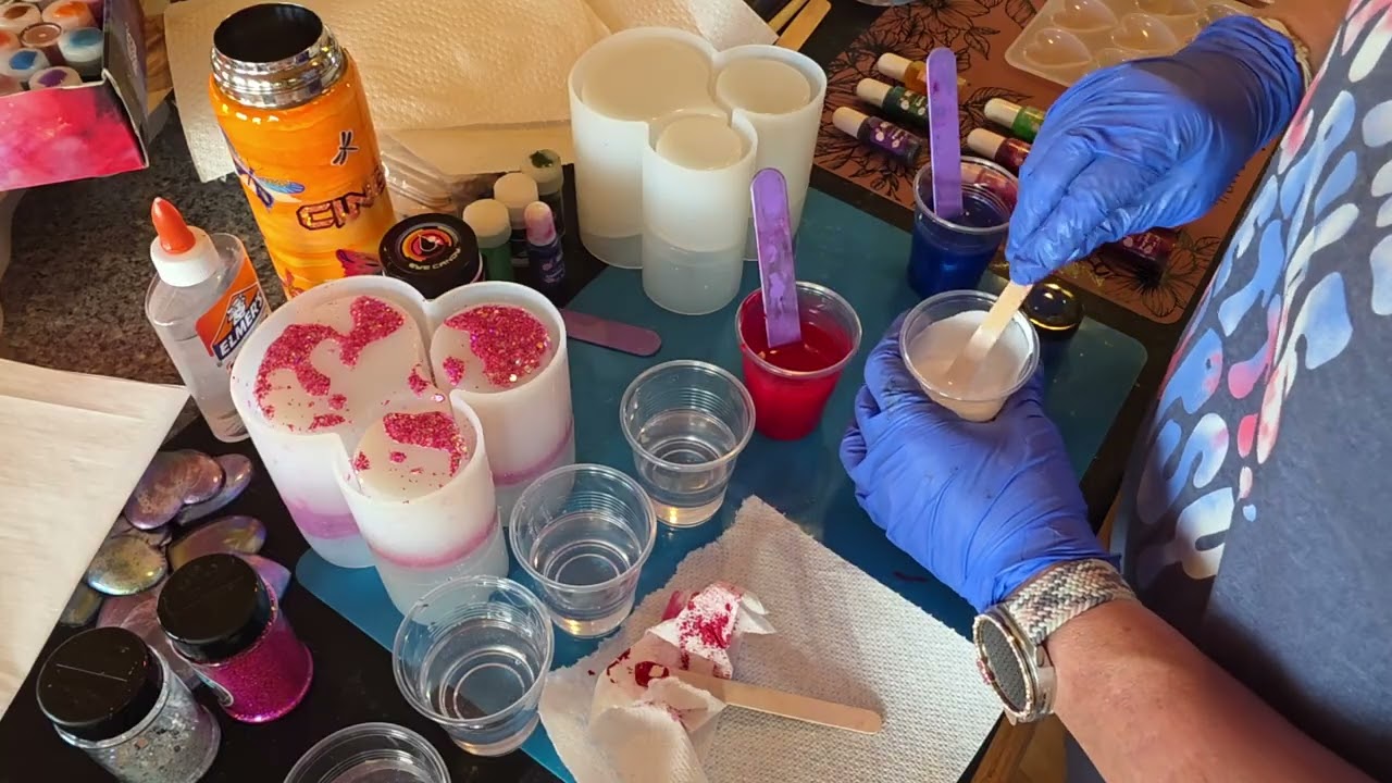 DIY Resin Pen Holders | Pink Glitter + Red, White & Blue Desk Organizers