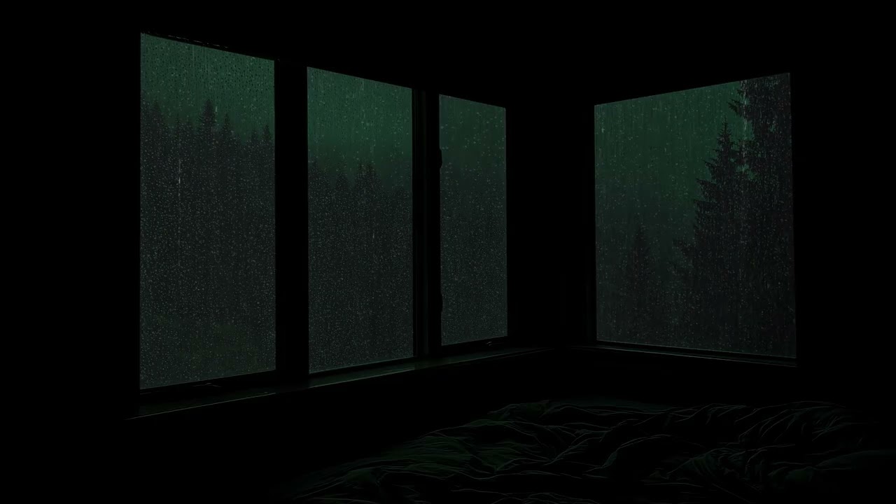 Midnight Window Rain in a Dark Bedroom | Cozy Night Ambience for Deep Sleep, Relaxation & Focus
