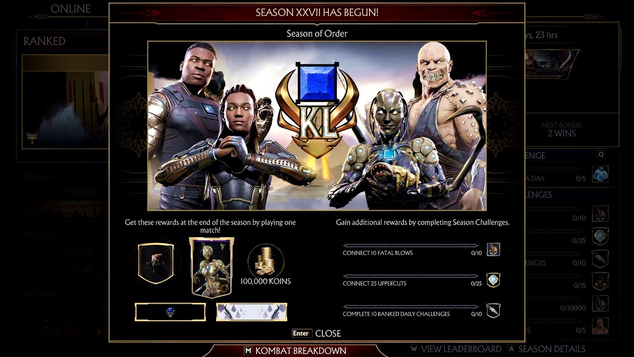 Kombat League Season of Order - Rewards - Mortal Kombat 11