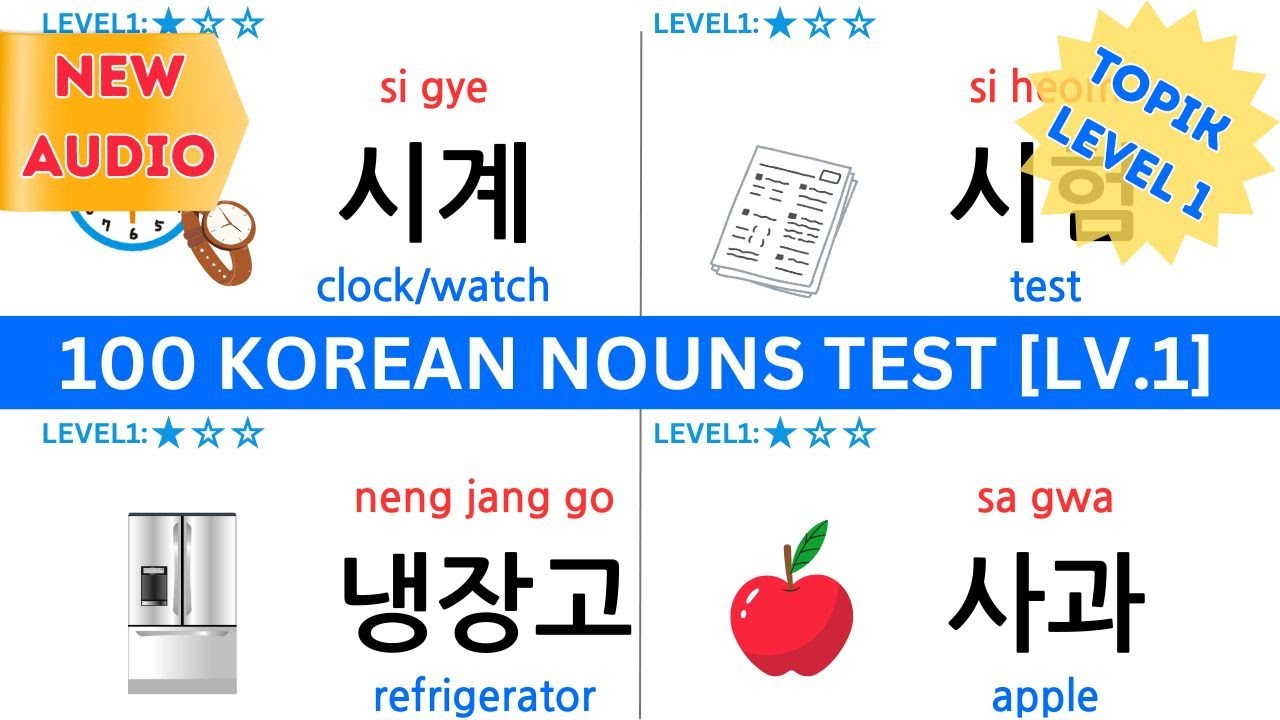 TOPIK I Vocabulary Essential Korean Beginner should Know (New & Improved Audio!)