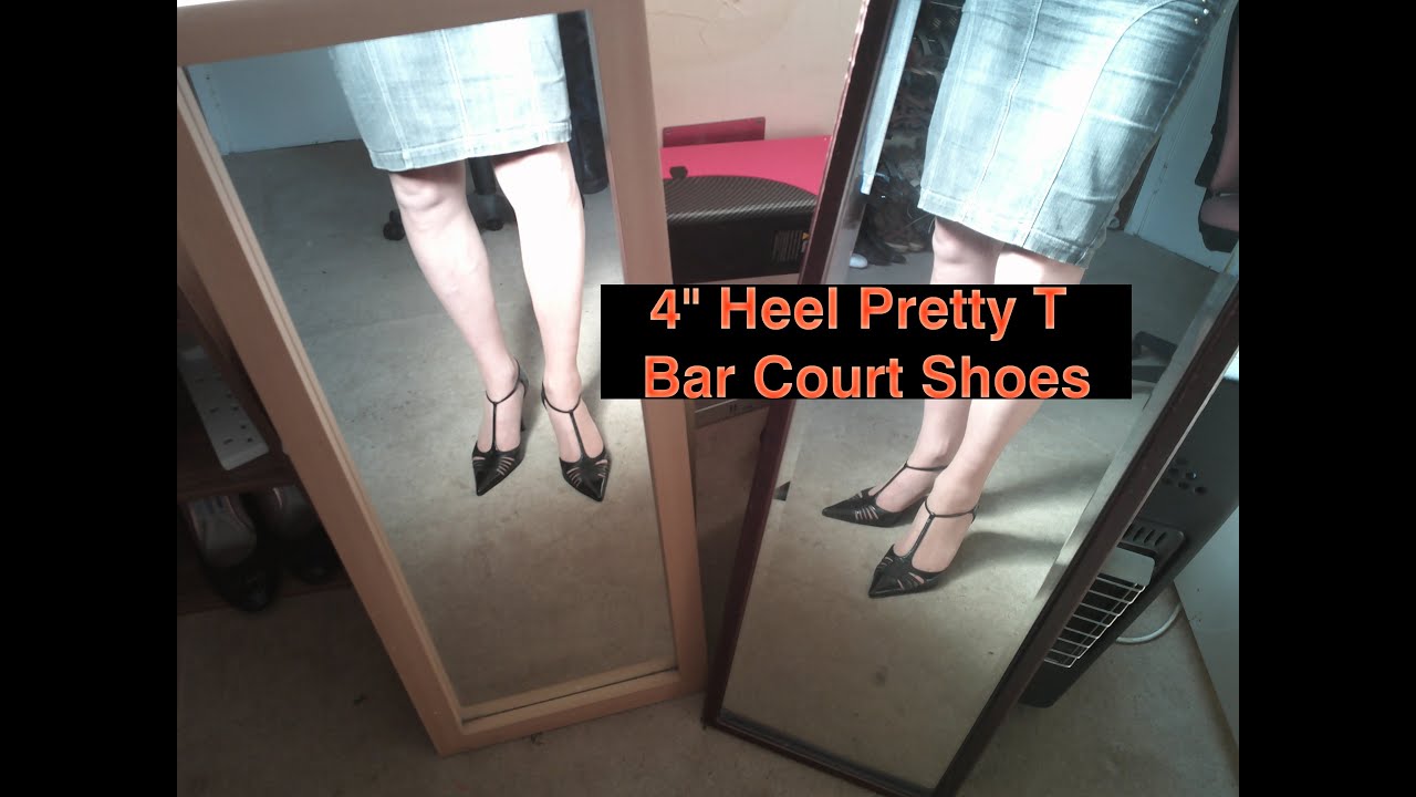 Sexy pointed T Bar shoes with a stiletto heel
