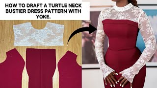 How to Cut this Stylish Turtle Neckline Bustier Dress with a Slit in Front.