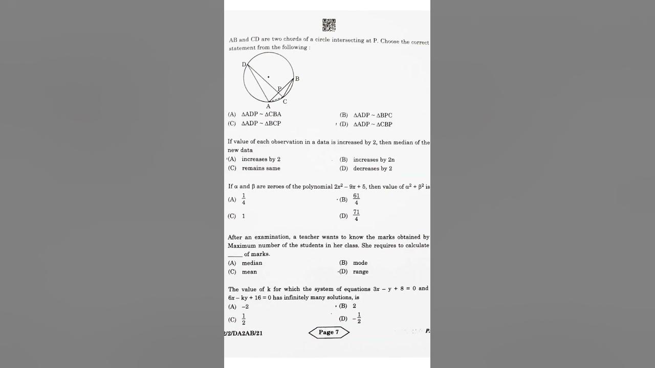 mathematics class 10 mathematics standard board paper leaked 2024 set