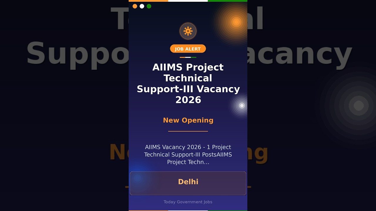 AIIMS Project Technical Support-III Vacancy 2026