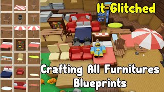 Crafting All Furniture Blueprints But It Glitched... Sky Block Roblox
