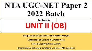 Management Paper 2  - Organization Behaviour - Lecture Series - UGC NTA NET - Dr Triptii