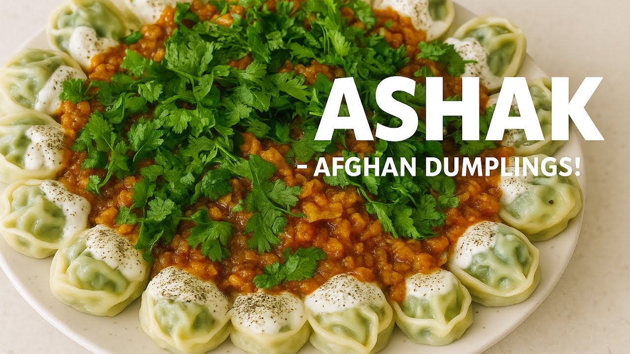 Ashak/Afghan Leek Dumplings with Ground Beef and Chickpeas - YouTube