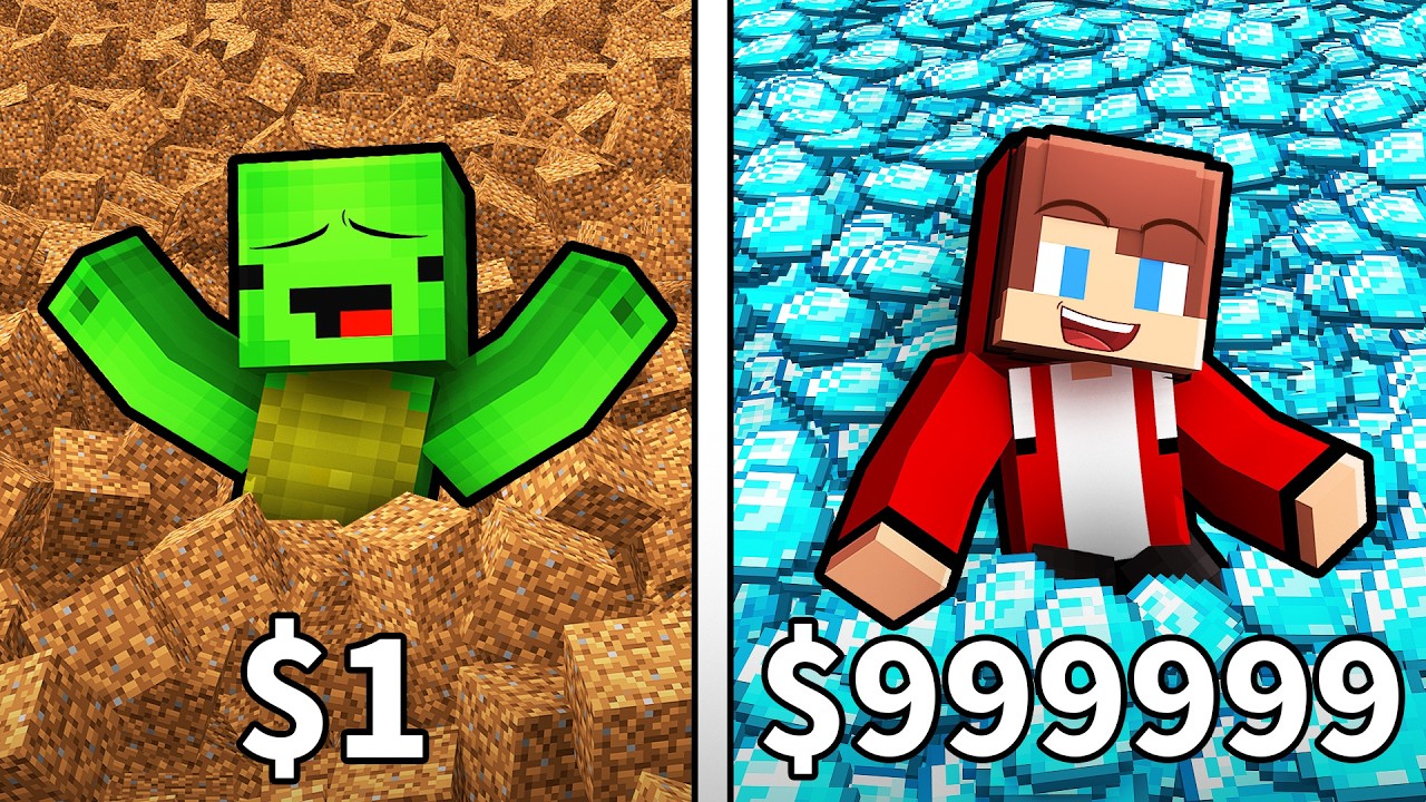 Mikey & JJ: 1.000.000 DIRT vs 1.000.000 DIANOND (Maizen Minecraft)