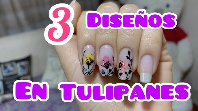 Diseño de uñas cortas tulipanes - diseño de uñas tulipanes - Diseño para  Uñas Cortas Flores - YouTube