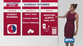 New Orleans Weather Impact: Heavy rain Sunday, strong winds