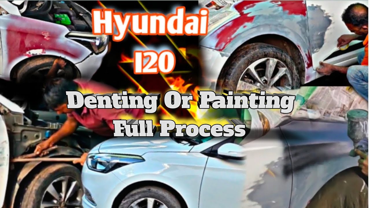 Hyundai i20 White Car Denting & Spray Painting | Full Body Repair & Painting Process