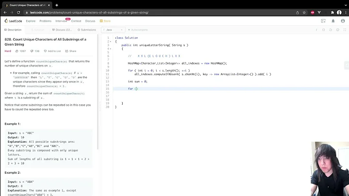 WALKTHROUGH - LeetCode 828. Count Unique Characters of All Substrings of a Given String